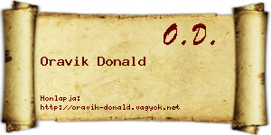 Oravik Donald névjegykártya